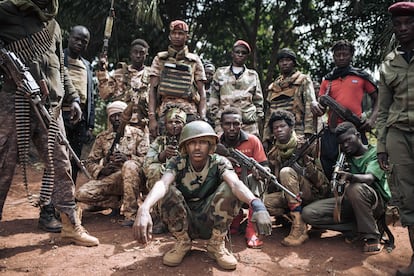 Unos milicianos de la Coalición de Patriota por el Cambio, el sábado en el sur de República Centroafricana.