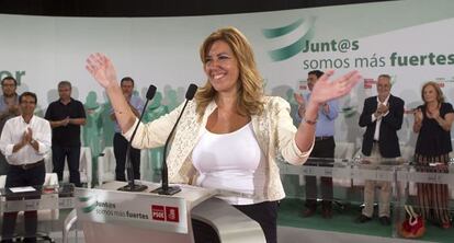 Susana Díaz, recién proclamada candidata a la presidencia de la Junta.