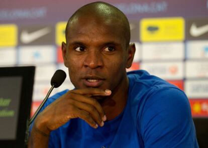 Eric Abidal, during a press conference.