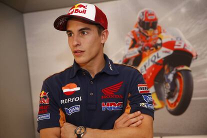 Marc M&aacute;rquez, tras la entrevista. 