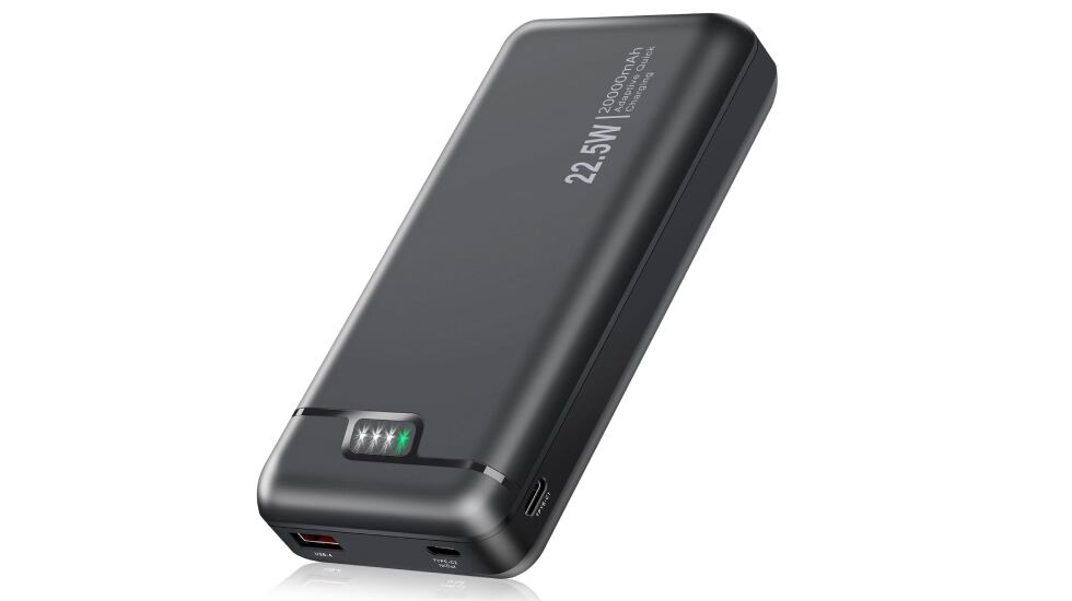 Batería externa portátil de 20.000 mAh.