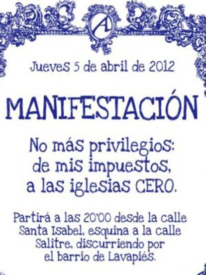 Cartel de la manifestación atea.