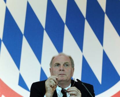 Uli Hoeness, en una junta de accionistas del Bayern.