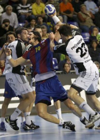 Laszlo Nagy durante un partido con el Barça ante el Kiel.