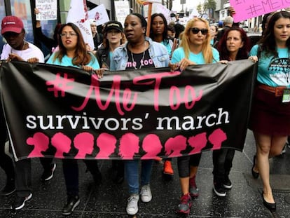 Marcha do movimento #Metoo em Hollywood.