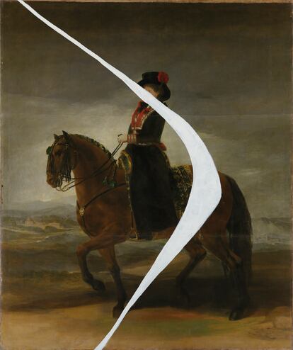'La reina María Luisa a Caballo de Francisco de Goya con una marca blanca' (2021), de Julian Schnabel. 