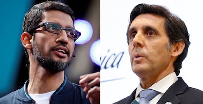 Sundar Pichai, CEO de Google y Alphabet, y José María Álvarez-Pallete, presidente ejecutivo de Telefónica.