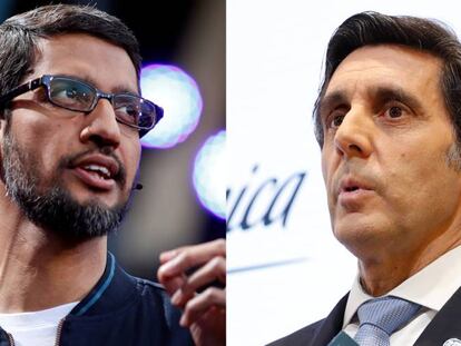 Sundar Pichai, CEO de Google y Alphabet, y José María Álvarez-Pallete, presidente ejecutivo de Telefónica.