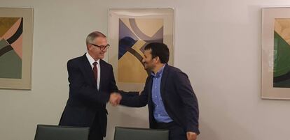 El ministro de Cultura, José Guirao, con el consejero valenciano Vicent Marzà. 