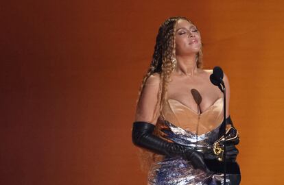 Beyonce accepts the award for Best Dance/Electronic Music Album for "Renaissance" during the 65th Annual Grammy Awards in Los Angeles, California, U.S., February 5, 2023.