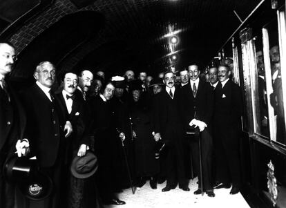 Inauguración del Metro de Madrid con Alfonso XIII el 17 de octubre de 1919.