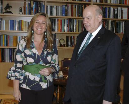 La ministra de Asuntos Exteriores, Trinidad Jiménez, y el secretario general de la OEA, José Miguel Insulza, hoy en Madrid