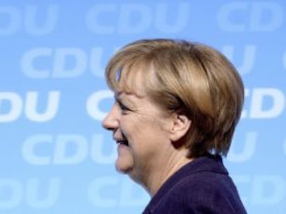 Merkel, en un mitin en Rust el martes.