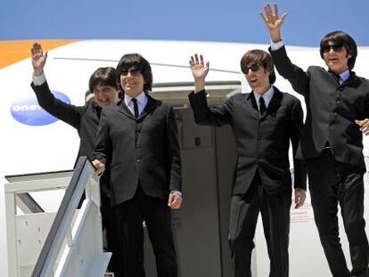 Recreaci&oacute;n de la llegada de los Beatles a Madrid en 1965. 