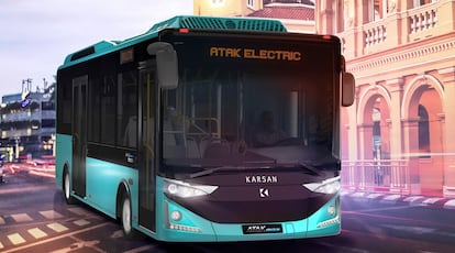 El autobús eléctrico que ha participado en el trayecto piloto. 