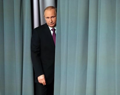 El presidente ruso, Vladimir Putin, durante una conferencia de prensa anual en Moscú (Rusia), en 2014.