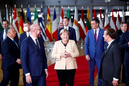 Varios líderes europeos, durante una cumbre de la UE en Bruselas el 21 de octubre.