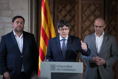 Oriol Junqueras, Carles Puigdemont y Raül Romeva.