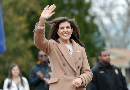 Nikki Haley, este lunes durante un acto de campaña en Camden (Carolina del Sur).