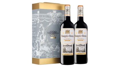 regalos para padres: set de vinos tintos con variedad tempranillo de la marca Marqus de Riscal.