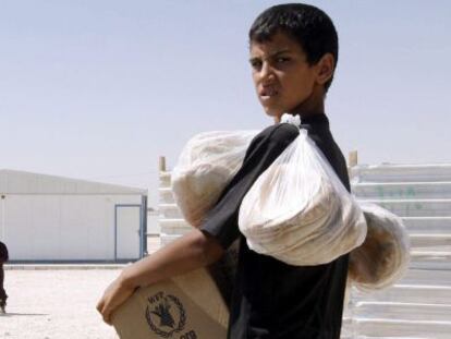 Un niño sirio en el campo de refugiados de Zatari.