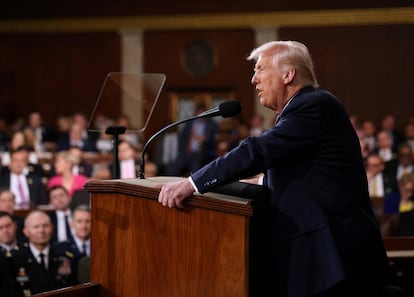 Trump, en un momento de su discurso en el Congreso este martes.