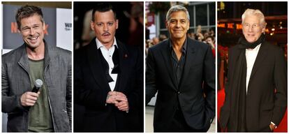 Los actores Brad Pitt, Johnny Depp, George Clooney y Richard Gere (en la imagen, de izquierda a derecha) son los únicos que han repetido en este particular título de 'People'.
