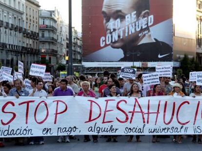 Manifestación en Madrid en contra de los desahucios, el pasado julio.