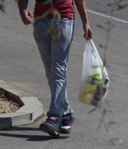 Un joven con una bolsa con bebidas camino de un botellón. EFE/Archivo