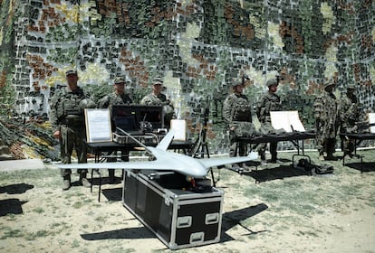 Imagen de archivo de un dron militar en una demostración en los Balcanes.