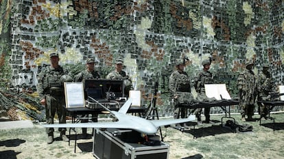Imagen de archivo de un dron militar en una demostración en los Balcanes.