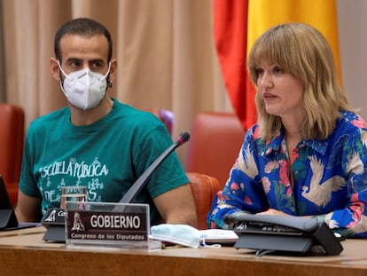 La ministra de Educación, Pilar Alegría, este miércoles durante su comparecencia en la comisión de Educación del Congreso.