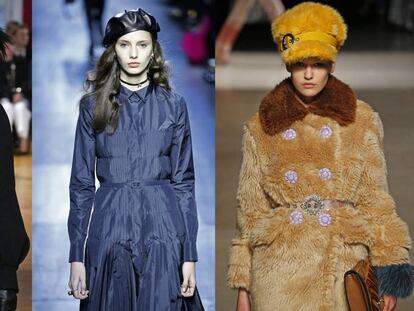 De izquierda a derecha: sombreros de las colecciones de Galliano, Dior y Miu Miu presentadas en la pasada Semana de la Moda de Par&iacute;s.