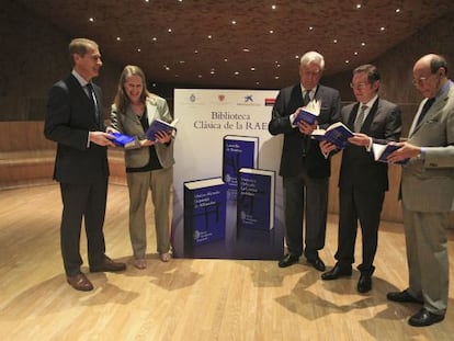 Presentaci&oacute;n de tres libros de la biblioteca cl&aacute;sica de la Rea Academia de la Lengua (RAE).