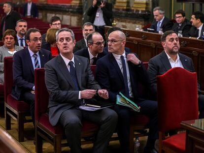 Los políticos catalanes durante el juicio del 'procés' en el Tribunal Supremo.