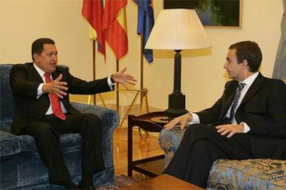 Chavez y Rodriguez Zapatero, durante su segunda reunión en 24 horas, celebrada esta tarde en La Moncloa.