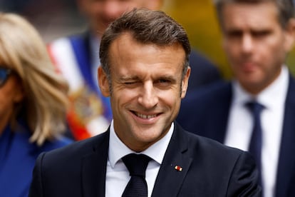 El presidente de Francia, Emmanuel Macron, el domingo después de votar en la segunda vuelta de las legislativas.