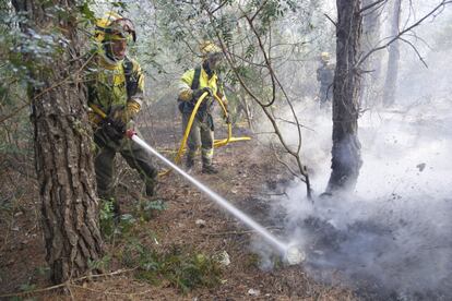 El incendio, declarado en el mirador Cumbres del Sol, obligó inicialmente a movilizar dos medios aéreos y a bomberos del Consorcio.