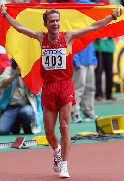 Julio Rey, feliz, cuando fue segundo en los Mundiales de 2003.