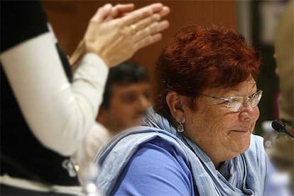 La coordinadora de EU, Glòria Marcos, tras la aprobación de su informe de gestión.