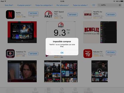 Mensaje de error al descargar app en iPad antiguos.