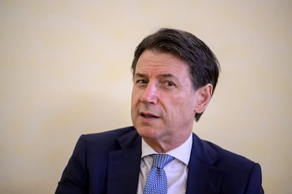 Giuseppe Conte, en un momento de la entrevista.