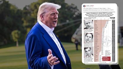 Trump atiende a la prensa este martes y el mensaje publicado en su red social.