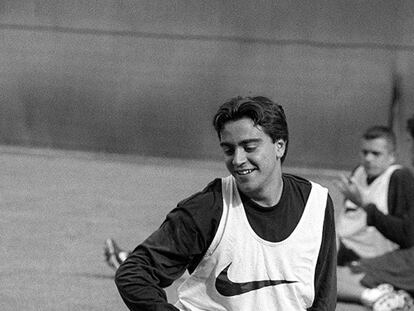 Xavi en un entrenamiento en 1998.