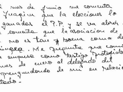 Manuscrito de una de las testigos.