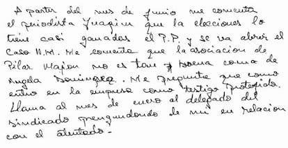 Manuscrito de una de las testigos.