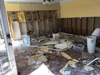 La casa de Antonieta Cádiz, tras el paso de Harvey.