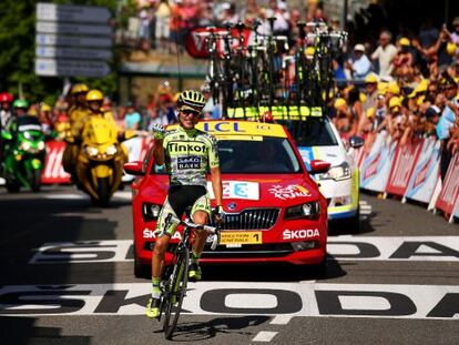 Majka celebra la victoria en la 12ª etapa.