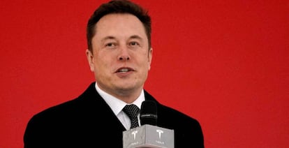 Elon Musk en la ceremonia de Tesla el 7 de enero de 2019 en Shanghái.