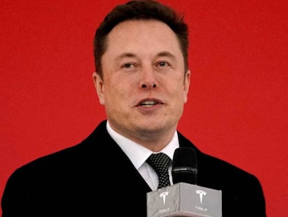 Elon Musk en la ceremonia de Tesla el 7 de enero de 2019 en Shanghái.